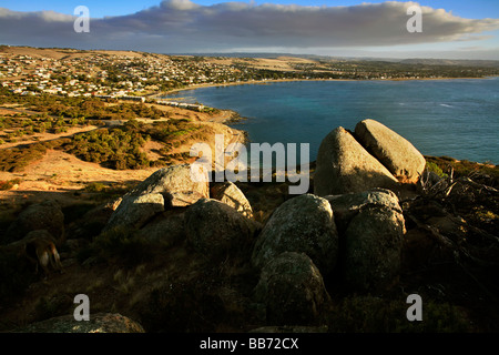 Encounter Bay is named after the encounter on 1802-04-08 between Matthew Flinders and Nicolas Baudin. Stock Photo