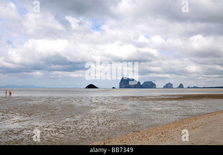 low tide at beach resort in sikao trang thailand Stock Photo