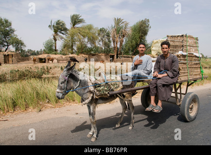 Egypt Farm Farmer agriculture field old village on the Nile river near Asyut Stock Photo