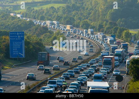 'Traffic jam' tailback on M25 motorway Stock Photo