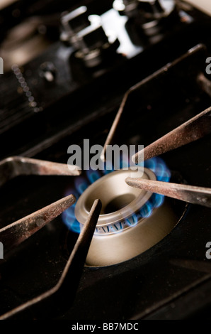 blue flames from burner Stock Photo