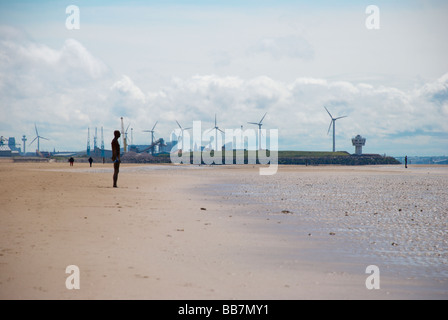 Antony Gormley's Another Place art figures on Crosby Beach Stock Photo