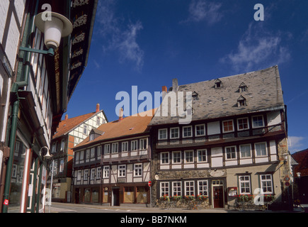 Half timbered houses at Marktstrasse in Goslar Lower Saxony Germany Stock Photo