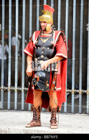 Roman Soldier outside the Colosseum Stock Photo
