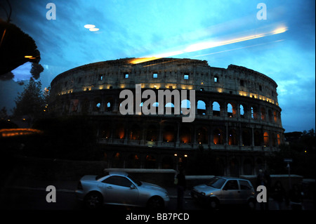 The Colosseum in Rome Italy taken though coach window Stock Photo