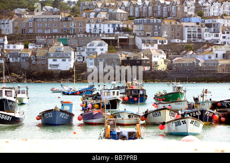 Boats in St Ives harbour, Cornwall, UK Stock Photo