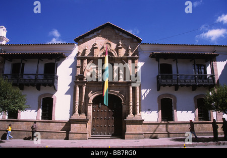 Casa de la Libertad, where Bolivian independence was proclaimed on August 6th 1825, Plaza 25 de Mayo, Sucre, Bolivia Stock Photo
