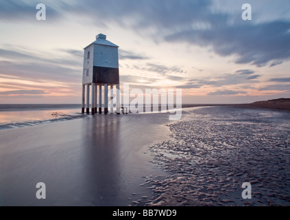 Atmospheric Image of The Lower Lighthouse at Burnham on Sea after Sunset. Stock Photo