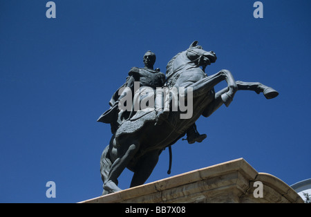 Simon Bolivar monument, Plaza del Estudiante, Potosí, Bolivia Stock Photo