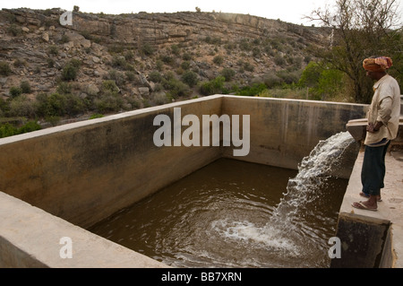 Water irrigation system Falaj in Jabal el Akhdar Sultanate of Oman Stock Photo