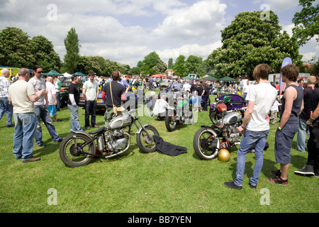 Crowds of people at the Wallingford Classic car and motorcycle rally, Wallingford, Oxfordshire, UK Stock Photo