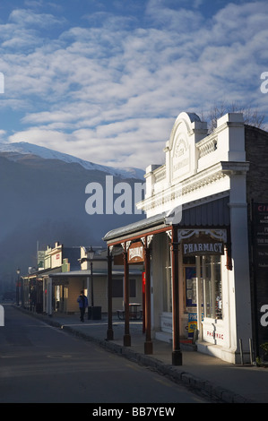 Smokey Winters Day in the Historic Main Street of Arrowtown South Island New Zealand Stock Photo