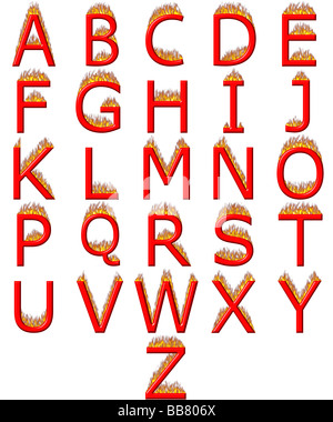 3d alphabet on fire Stock Photo