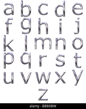Alphabet icon set, silver metallic web buttons Stock Photo - Alamy