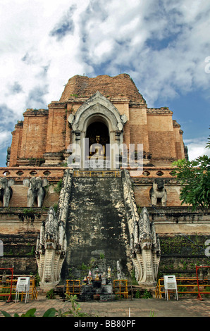Stupa, Wat Chedi Luang Temple, Chiang Mai, Thailand, Asia Stock Photo