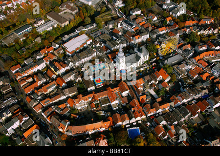 Aerial photo, fair, ferris wheel, market place with Marienkirche Church, Lippe, Lippstadt, Soest District, Soester Boerde, Sout Stock Photo