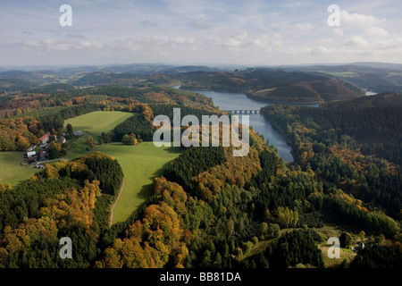 Aerial photo, Versetalsperre, Verse storage lake, Luedenscheid ...