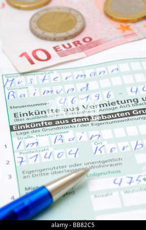 Tax declaration, income from renting and leasing, V Stock Photo