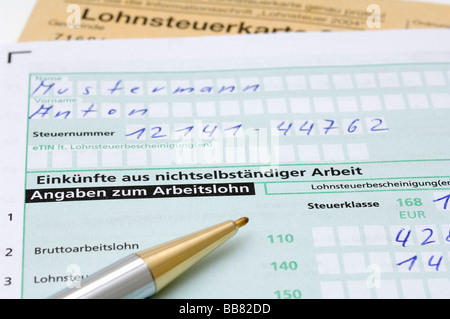Tax declaration, income from dependant work, N Stock Photo