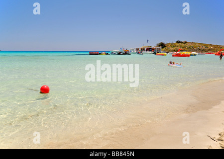 Playing by the Watersports on Nisi Beach, Cyprus. Stock Photo