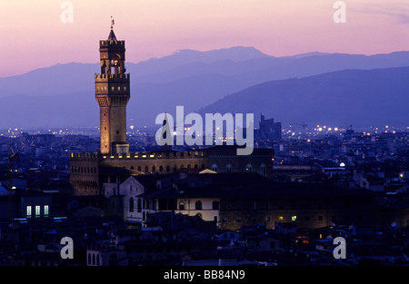 Palazzo Vecchio, town hall of Florence, Tuscany, Italy, Europe Stock Photo