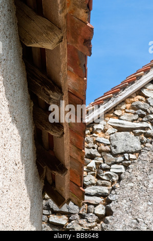 Underside detail of roof on rural buildings - France. Stock Photo