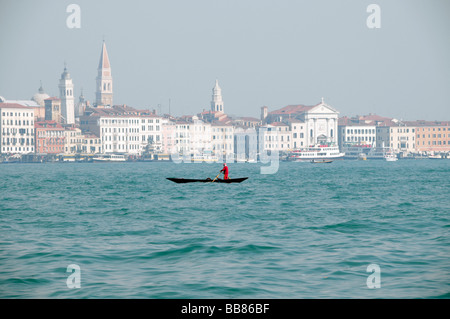 Gondola, the Campanile at back, Venice, Venetia, Italy, Europa Stock Photo