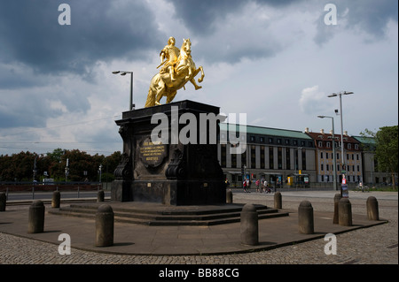 Golden Rider, King Friedrich August I, Dresden, Saxony, Germany, Europe Stock Photo