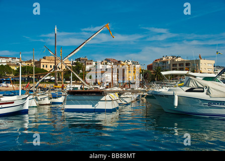 Sail yachts and powerboats in the marina of Palamos Catalonia Spain Stock Photo