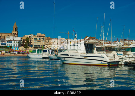 Sailyachts and powerboats in the marina of Palamos Catalonia Spain Stock Photo
