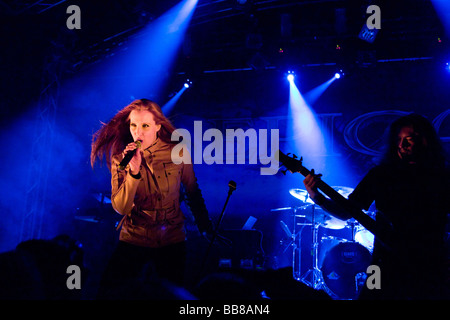 Simone Simons, singer and frontwoman of the Dutch metal band Epica, live at the Rocksound Festival in Huttwil, Switzerland Stock Photo