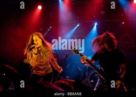 Simone Simons, singer and frontwoman of the Dutch metal band Epica, live at the Rocksound Festival in Huttwil, Switzerland Stock Photo