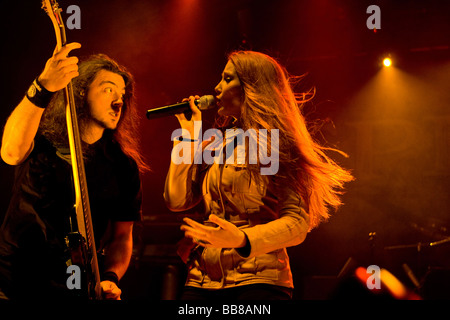 Simone Simons, singer and frontwoman of the Dutch metal band Epica, live at the Rocksound Festival in Huttwil, Switzerland Stock Photo