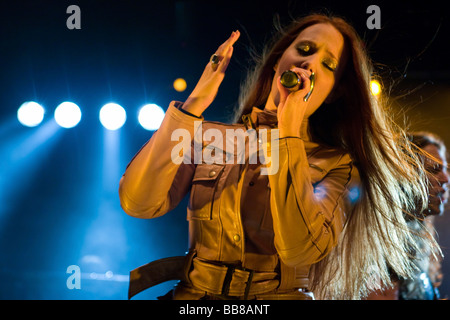 Simone Simons, singer and frontwoman of the Dutch metal band Epica, live at the Rocksound Festival in Huttwil, Switzerland Stock Photo