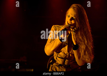 Simone Simons, singer and frontwoman of the Dutch metal band Epica, live at the Rocksound Festival in Huttwil, Switzerland Stock Photo