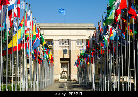 Flag complex of the United Nations, UN, Palais des Nations, Geneva, Switzerland Stock Photo