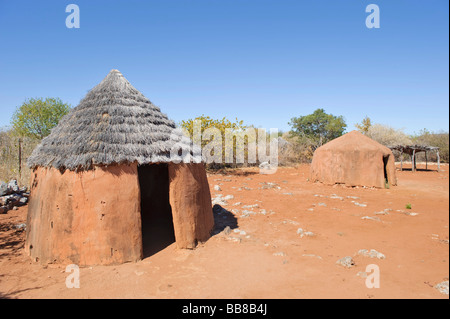 Building of the Ovambo people in an open air museum, Cultural Village, Tsumeb, Namibia, Africa Stock Photo