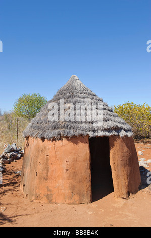 Building of the Ovambo people in an open air museum, Cultural Village, Tsumeb, Namibia, Africa Stock Photo