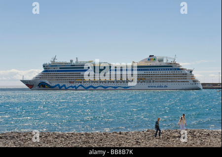 Cruise ship in the port of Funchal, Madeira, Portugal Stock Photo