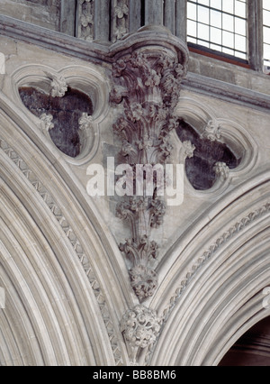 Ely Cathedral 'Budding staff' floriated bracket in Presbytery Stock Photo