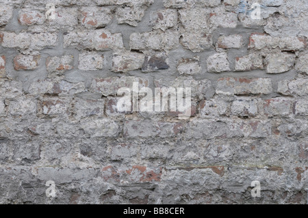 Old whitewashed brick wall, background Stock Photo