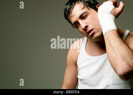 Portrait of a male resting boxer Stock Photo