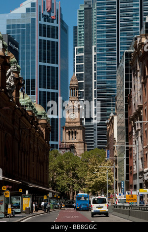 Town Hall Tower on George Street Central Business District Sydney NSW Australia Stock Photo