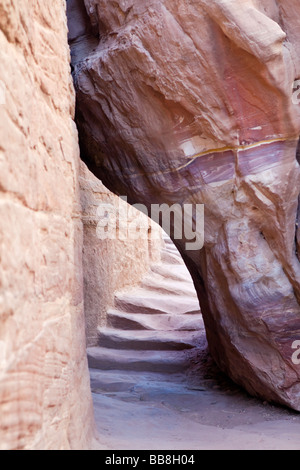 Narrowing of the Monastery path in Petra Nabataeans capital city Al Khazneh Jordan Stock Photo