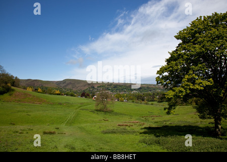 Looking towards Church Stretton and the Long Mynd from Snatchfields Farm Stock Photo