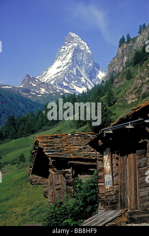 Matterhorn, snow covered mountain peak, Zermatt, Switzerland Stock Photo