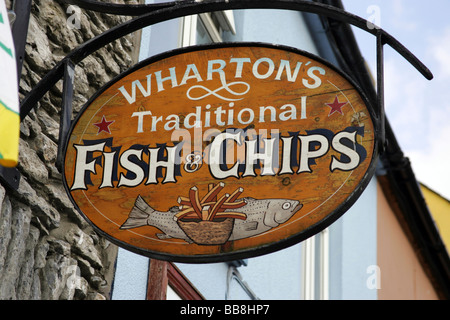 Fish and chips sign, Kenmare, Kerry, Ireland Stock Photo