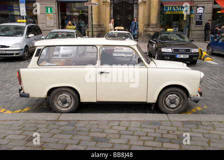 Prague Czech Republic A hatchback Trabant a rare version of the East German car in Old Town Square in the capital Stock Photo