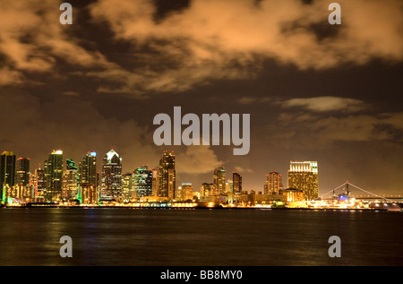 San Diego skyline at night in Southern California USA  Stock Photo