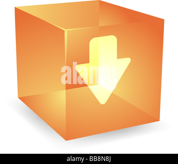 icon on translucent cube shape illustration Stock Photo